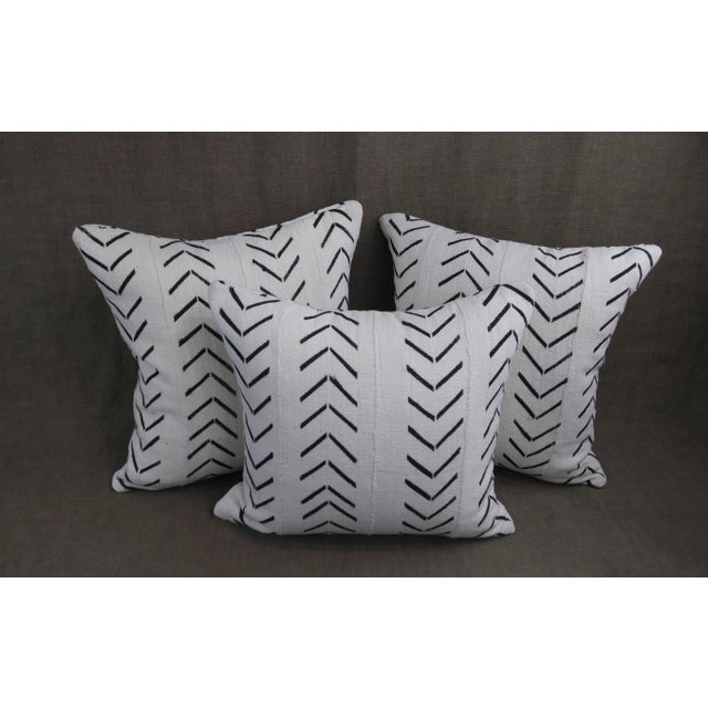 Authentic "Mudcloth" White With Black Design Pillows - Set of 3 For Sale In Los Angeles - Image 6 of 6