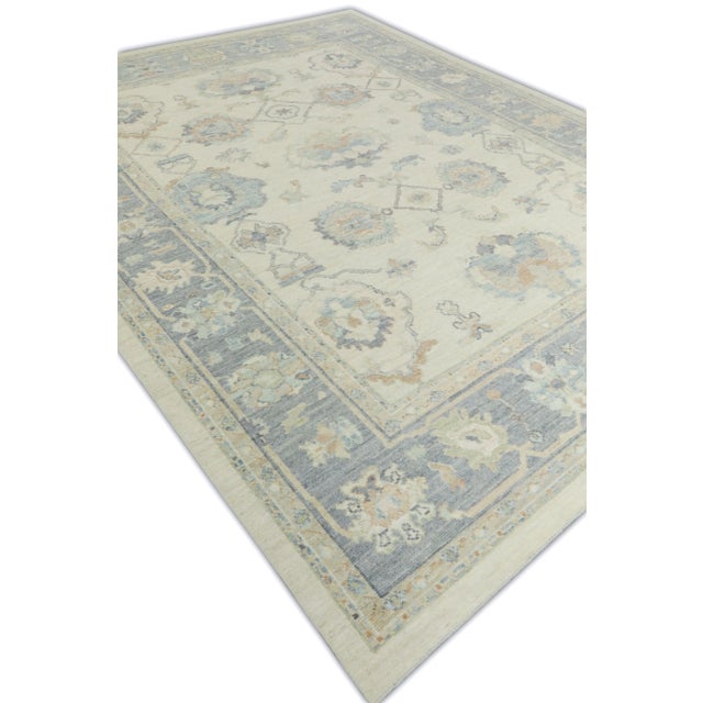 Early 21st Century 21st Century Handwoven Wool Turkish Oushak Pastel Grey Oriental Rug 9'x 11'6" For Sale - Image 5 of 7