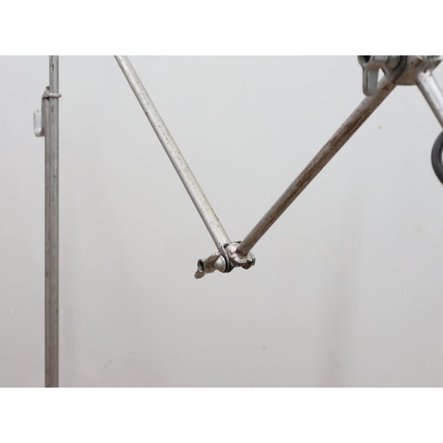 Metal Industrial Adjustable Floor Lamp in Green Hammertone, 1960s For Sale - Image 7 of 12