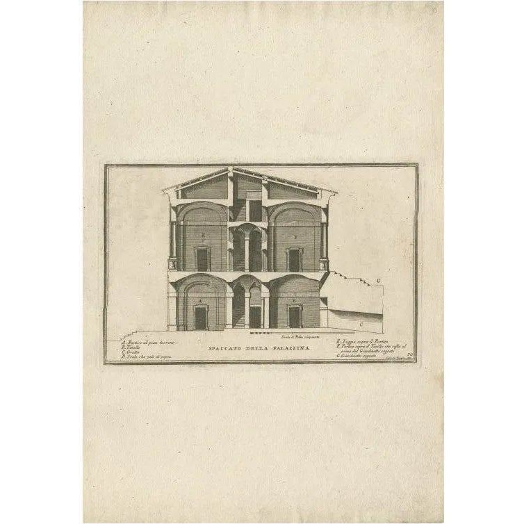 De Rossi, Cross-Section of a Building in Rome, 1710, Paper | Chairish