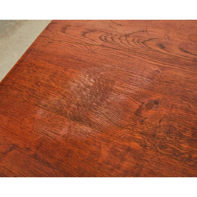 Country French Provincial Oak Farmhouse Trestle Dining Table For Sale In Sacramento - Image 6 of 13