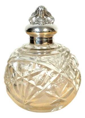 English Silverplated Figural Nymph & Cut Glass Perfume Bottle, Circa 1905