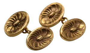 The 13th Street: Georg Jensen Signed Yellow Gold Cuff Links, 2 Pieces
