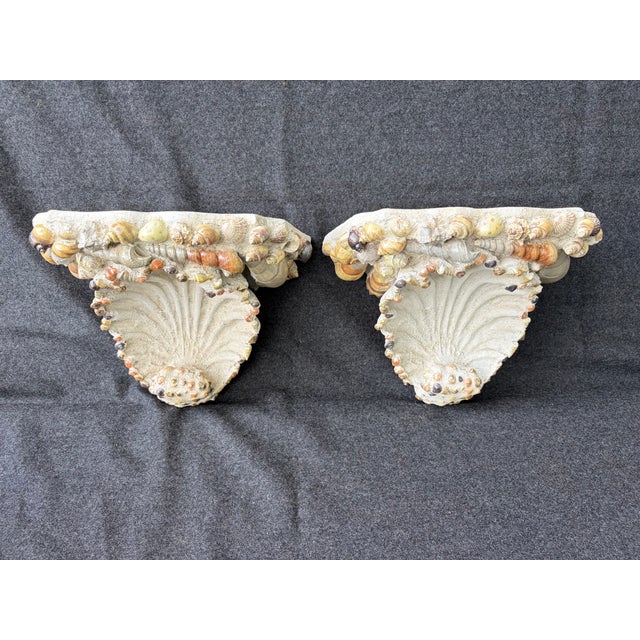 Vintage Coastal Seashell Encrusted Wall Bracket a Pair For Sale - Image 17 of 17
