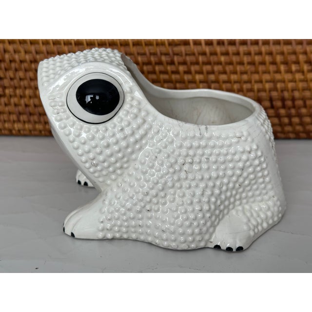 1970s Italian Ceramic Hobnail Frog Planter For Sale - Image 5 of 9