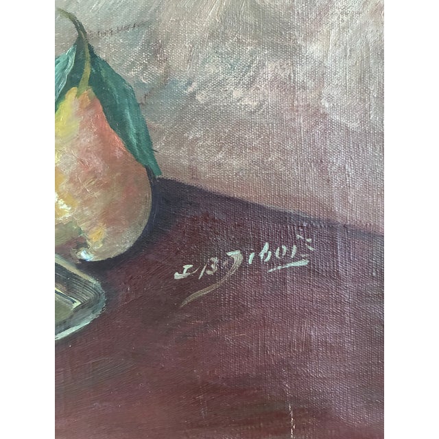 This large original vintage oil painting, created around 1930, shows an elegant still life with a large bouquet of...