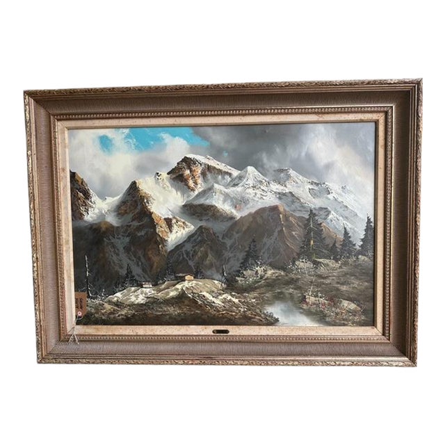 1930s Je Lemke Oil Painting Mountains For Sale