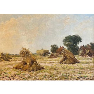 Unknown Artist, Hayfield, Oil on Canvas For Sale