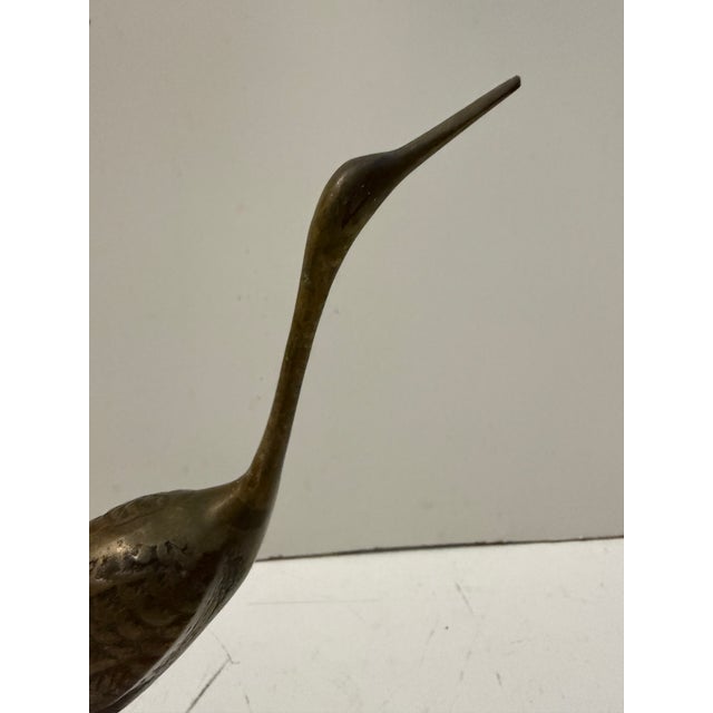 Vintage Korean Brass Crane Sculptures, Pair For Sale - Image 10 of 12