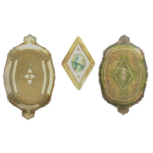 Mid 20th Century Midcentury Italian Florentine Trays & Plaque, Set of 3 For Sale - Image 5 of 5