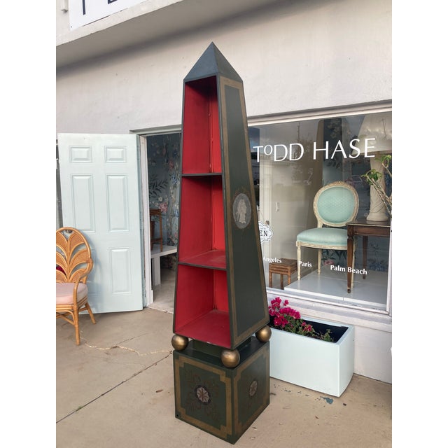 Renzo Mongiardino Tole Hand Painted Obelisk Bookcase 1970 Italy For Sale In Miami - Image 6 of 16