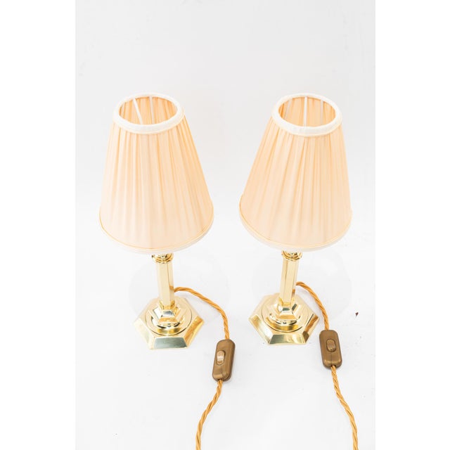 Small Art Deco Table Lamps with Fabric Shades, Vienna, Austria, 1920s, Set of 2 For Sale - Image 6 of 17