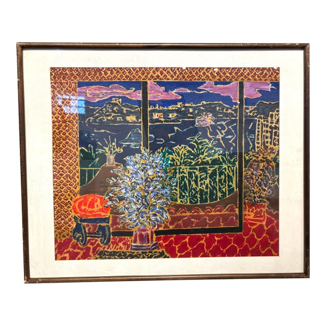 Vintage 70s Acapulco Mexico Night Scene Framed Oil Painting For Sale