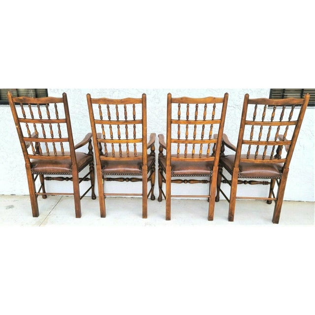 Theodore Alexander Lancashire Leather Dining Chairs by Theodore Alexander - Set of 4 For Sale - Image 4 of 13