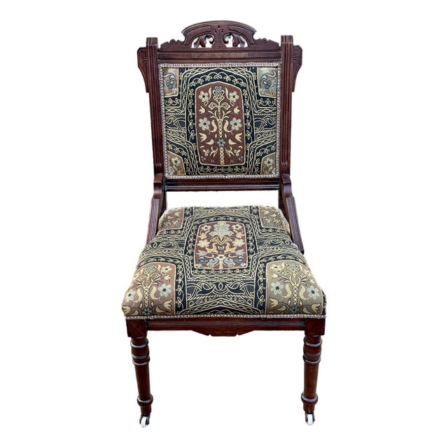 Antique 19th Century Eastlake Victorian Aesthetic Movement Mahogany Parlor Chair For Sale