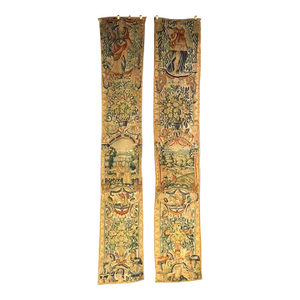Pair of 16th Century Silk Tapestry Borders From Brussels, H-98.75 Inches