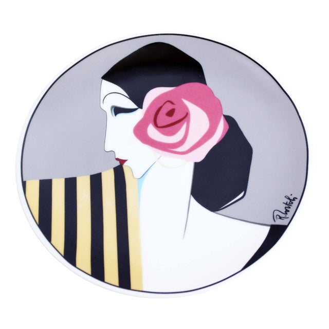 Art Deco Plate by Roberto Tortoli, 1960s For Sale