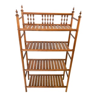 Antique English Victorian Bamboo Stick and Ball 4-Tier Etagere For Sale