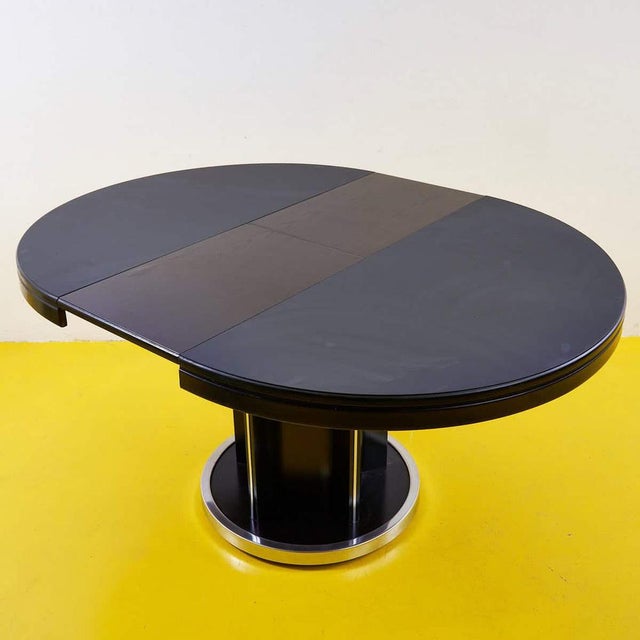 Round Black Extendable Table, 1950s For Sale - Image 6 of 8