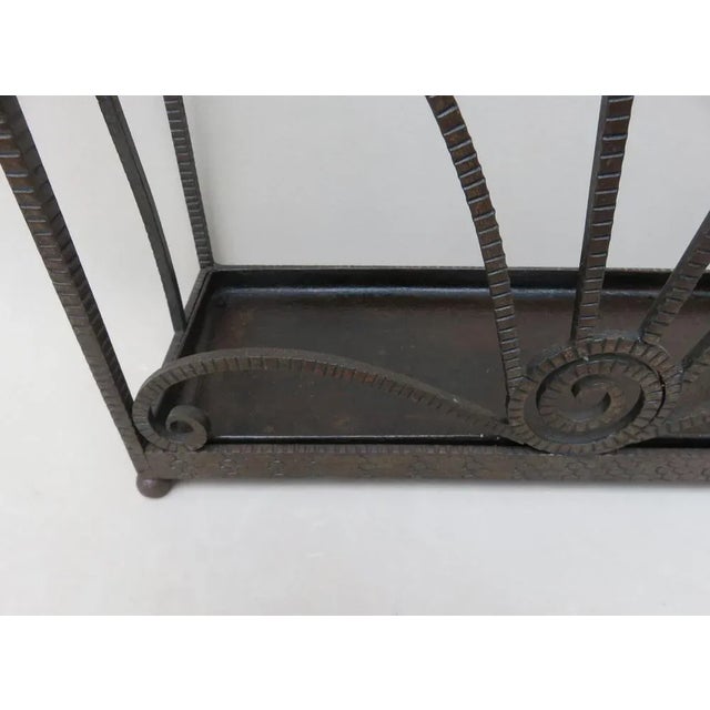 French Art Deco Umbrella Stand in Wrought Iron in the style of Edgar Brandt For Sale - Image 11 of 18