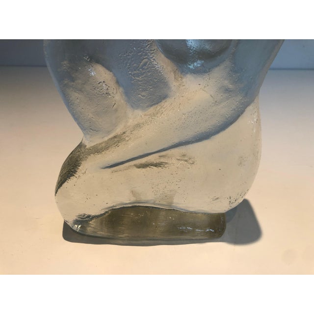 1970s Glass Sculpture Representing A Naked Woman Posing, French Art Deco Style For Sale - Image 9 of 12
