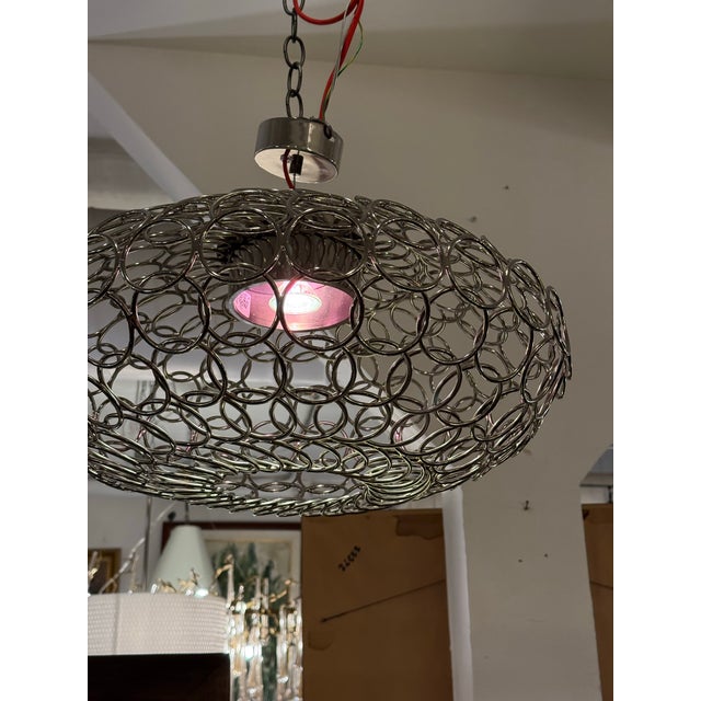 Bruno Rainaldi for Terzani Round g.r.a. Silver Nickel Ceiling Pendant For Sale - Image 9 of 13