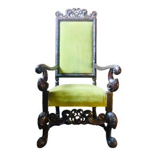 Late 19th Century Walnut Louis XIII Style Lime Armchair For Sale