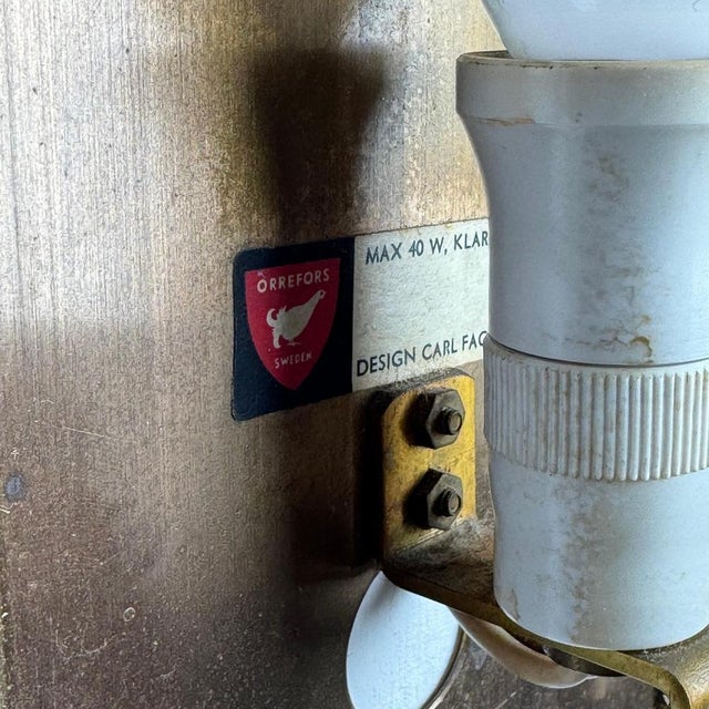 Glass and Brass Wall Lights by Carl Fagerlund for Orrefors, 1970s, Set of 2 For Sale - Image 18 of 18