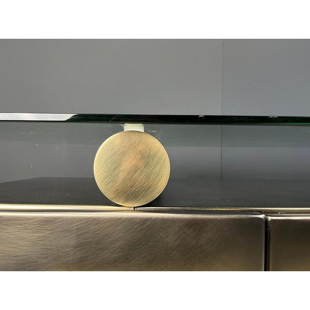 Brown Vintage Brass Credenza attributed to Belgochrom, 1980s For Sale - Image 8 of 14