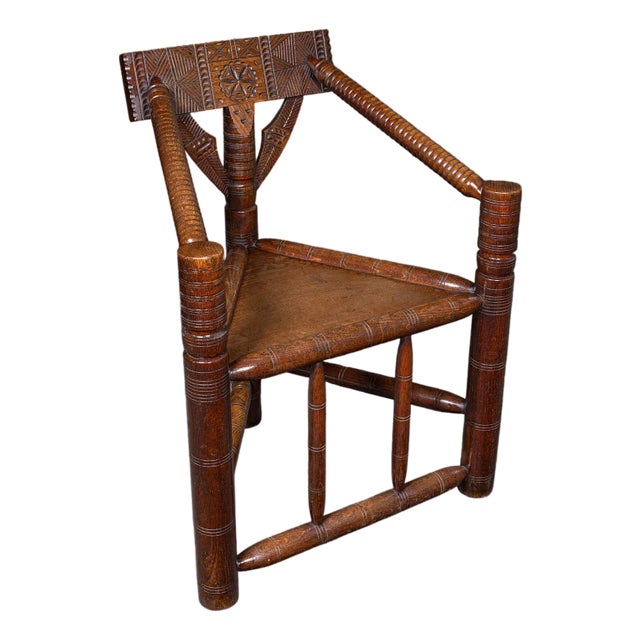 Antique Old Saxon Armchair, English, Oak, Turner's Chair, Elbow Seat, Victorian For Sale