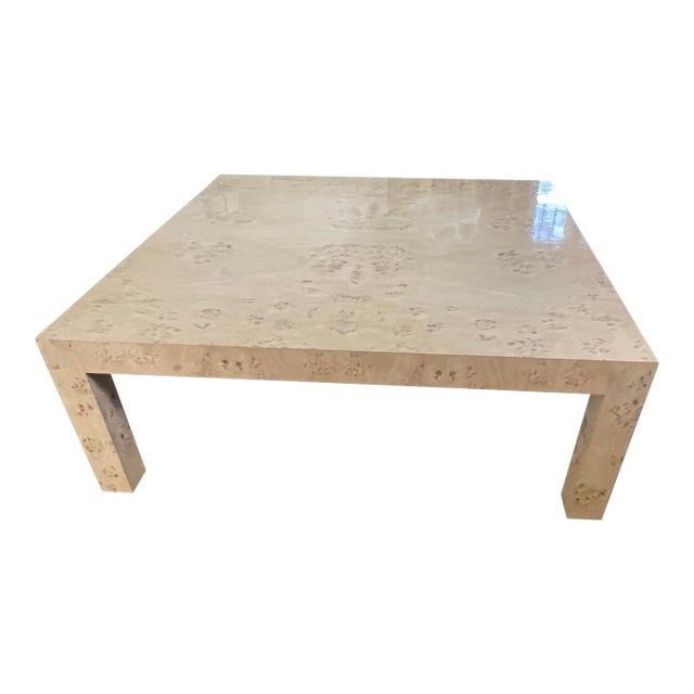 The Ceh Custom Parsons Burlwood Coffee Table For Sale