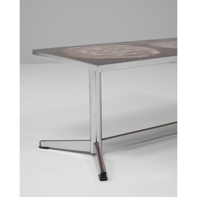 Mid 20th Century 20th Century French Chrome Coffee Table With Ceramic Top By Juliette Belarti For Sale - Image 5 of 18