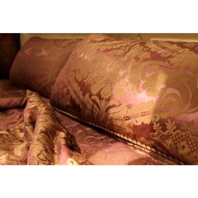 19th Century Italian Canopy Bed with Silver Friezes and Upholstered Purple Silk For Sale - Image 9 of 12
