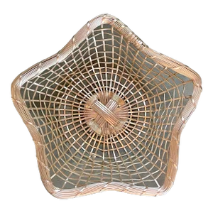 Late 20th Century Vintage Silver Toned Woven Wire Star Basket