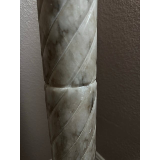 Alabaster Vintage Marble Alabaster Column Pedestal For Sale - Image 8 of 8