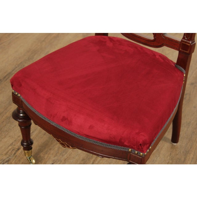 Red Antique Victorian Renaissance Carved Walnut Parcel Gilt Accent Chair For Sale - Image 8 of 12