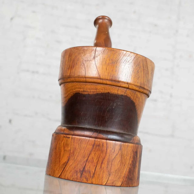 Brown Vintage Mid-Century Modern Mortar and Pestle or Objet d'Art Hand Turned Wood For Sale - Image 8 of 12