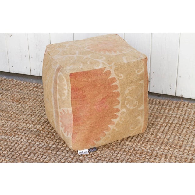 19th Century Aalam Antique Suzani Cube Ottoman For Sale - Image 5 of 7