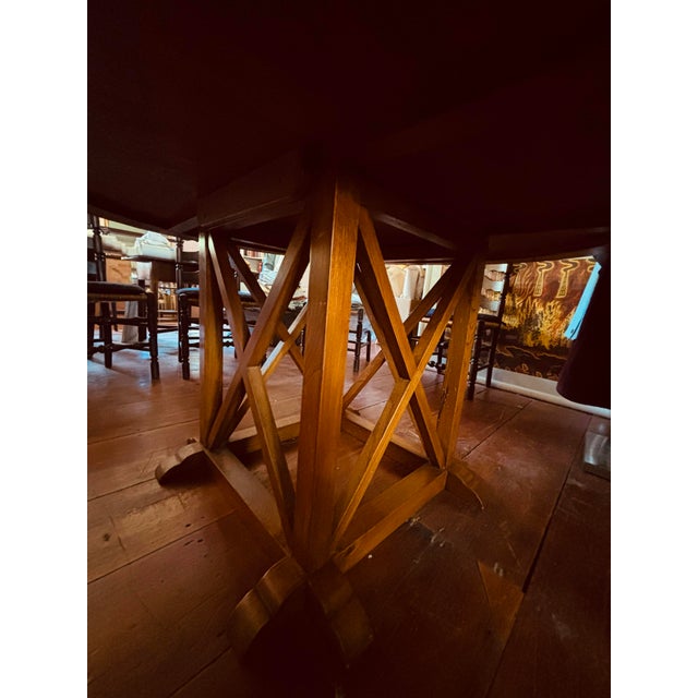 1990s 1990s Reproduction Round Country Hearth Farm Table For Sale - Image 5 of 6