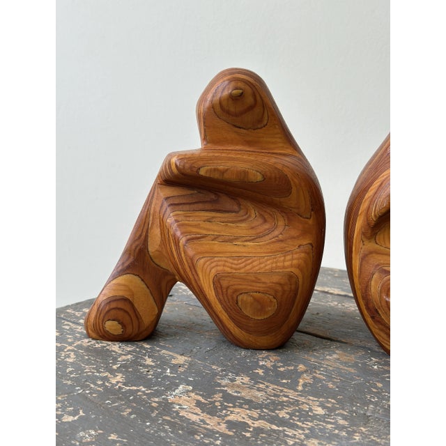 Brown Vintage Laminated Wood Figural Bookends by Robert Hargrave, Circa 1970s-80s For Sale - Image 8 of 16