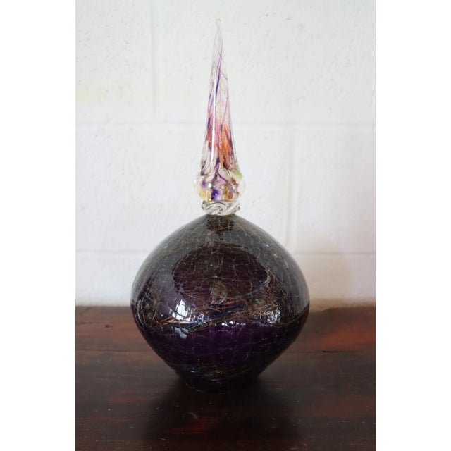Purple Purple Art Glass Bottle For Sale - Image 8 of 8
