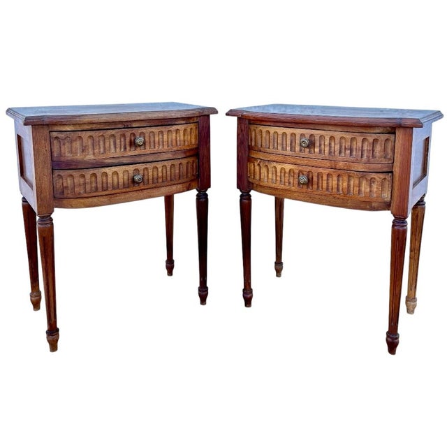 Louis XVI Style Bedside Tables with Two Drawers, 1940s, Set of 2 For Sale - Image 9 of 9