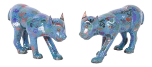 Chinese Cloisonné Cats - A Pair