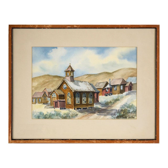 Methodist Church in Old Bodie Ghost Town - California - Watercolor on Paper by Rachel Bentley For Sale
