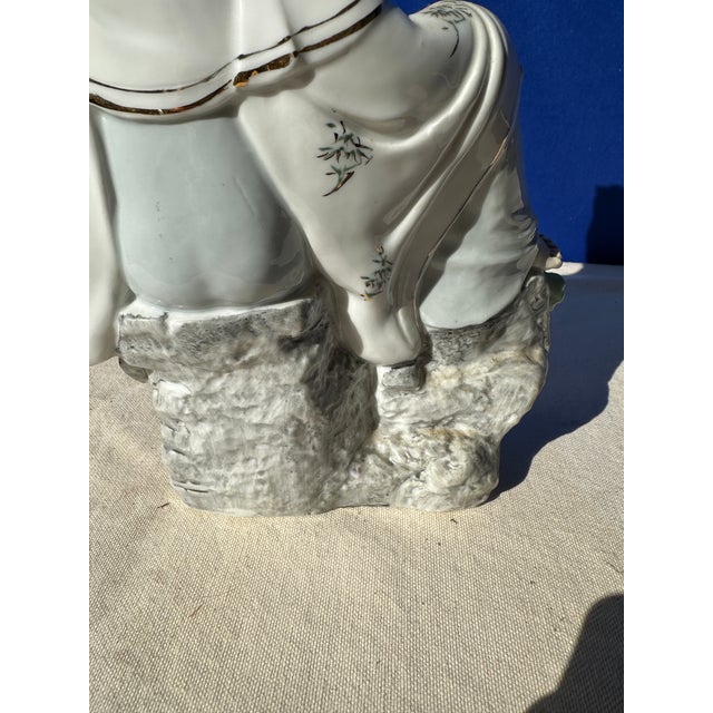 Blue 1970s Ceramic Asian Woman Sculpture For Sale - Image 8 of 10