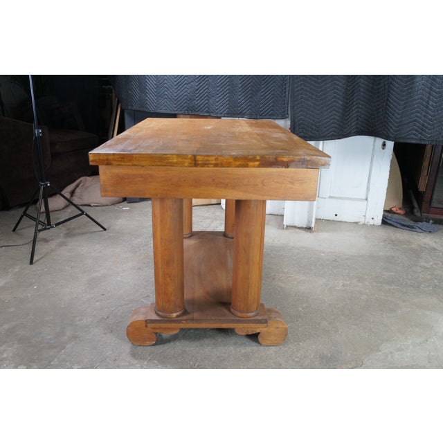 Antique American Arts & Crafts Mission Style Library Table Office Writing Desk For Sale - Image 9 of 12