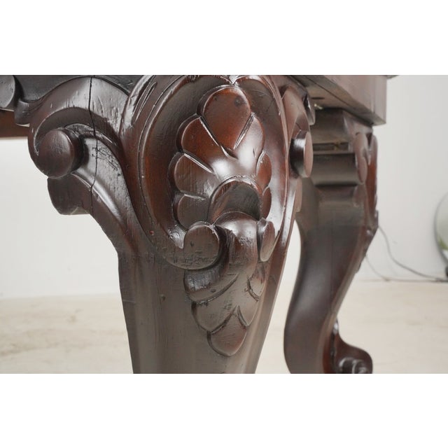 Mid 20th Century Mid 20th Century Chippendale Carved Wooden Sofa Accent Table For Sale - Image 5 of 16