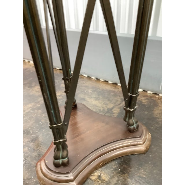 Mid 19th Century Regency Style Mahogany Pedestal Plant Stand With Bronze or Brass Beaded Trim For Sale - Image 9 of 10