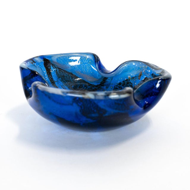 Glass 1960s Italian Murano Style Art Glass Blue Bowl / Ashtray For Sale - Image 7 of 9
