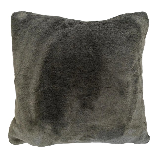 Grey Rabbit Faux Fur Pillow For Sale